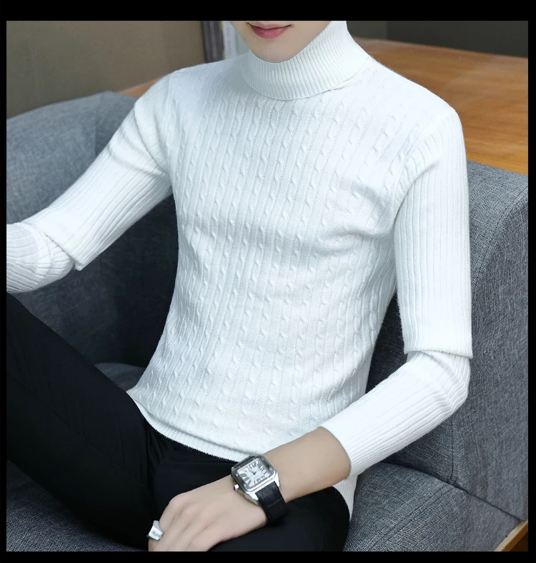 2021 Men's Turtleneck Sweater Fall/Winter Men's Turtleneck Warm Knitted Sweater Warm Men's Sweater Men's Clothing