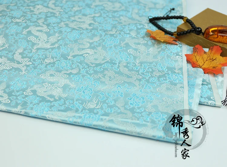 Черное китайское платье дракона дамасский костюм искусственный шелк окантовка отделка Diy из жаккардовой парчи монгольский халат обивочная ткань DIY Материал 75 см* 50 см