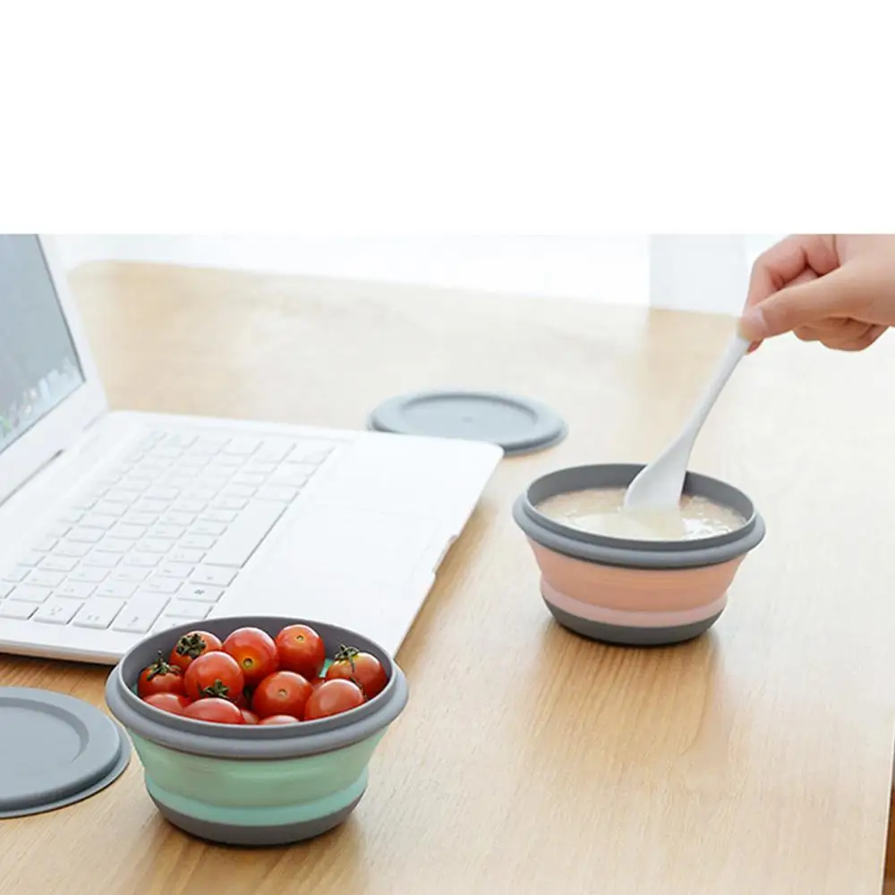 3pcs Bowl Sets Silicone Folding Lunch Box Folding Bowl Portable Silicone Folding Bowl Foldable Salad Bowl With Lid Outdoor Bowl