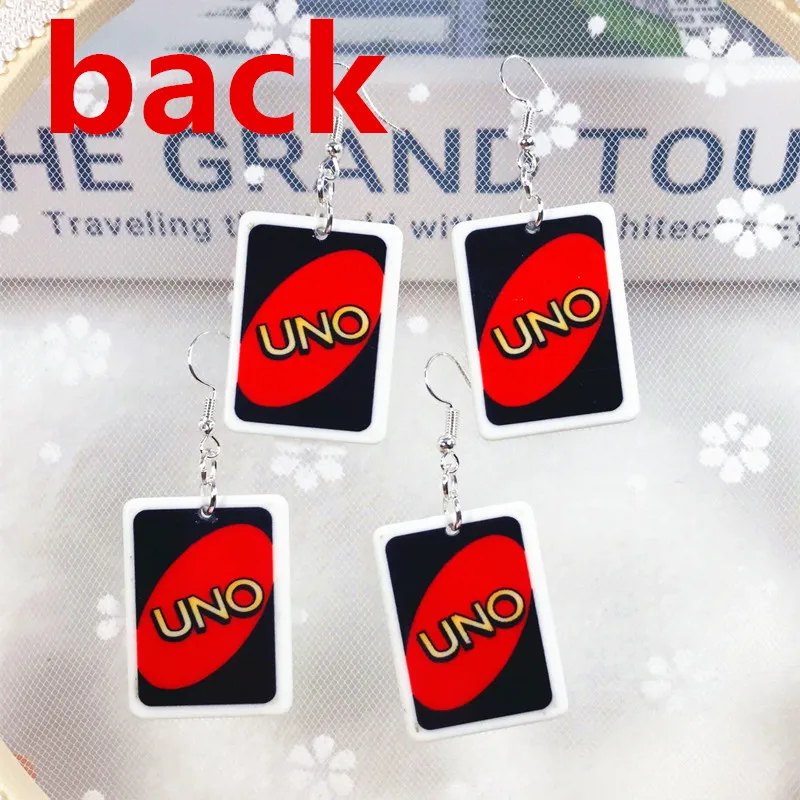 1Pair Drop Earrings  Magic Poker Game Card Crafts Dangle Acrylic Jewelry for Children and Woman