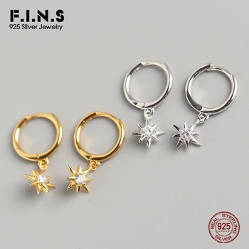 

F.I.N.S Minimalist Anise Star Silver Earrings Zircon S925 Sterling Silver Earrings Hoops Small Sun Earrings Fashion Fine Jewelry