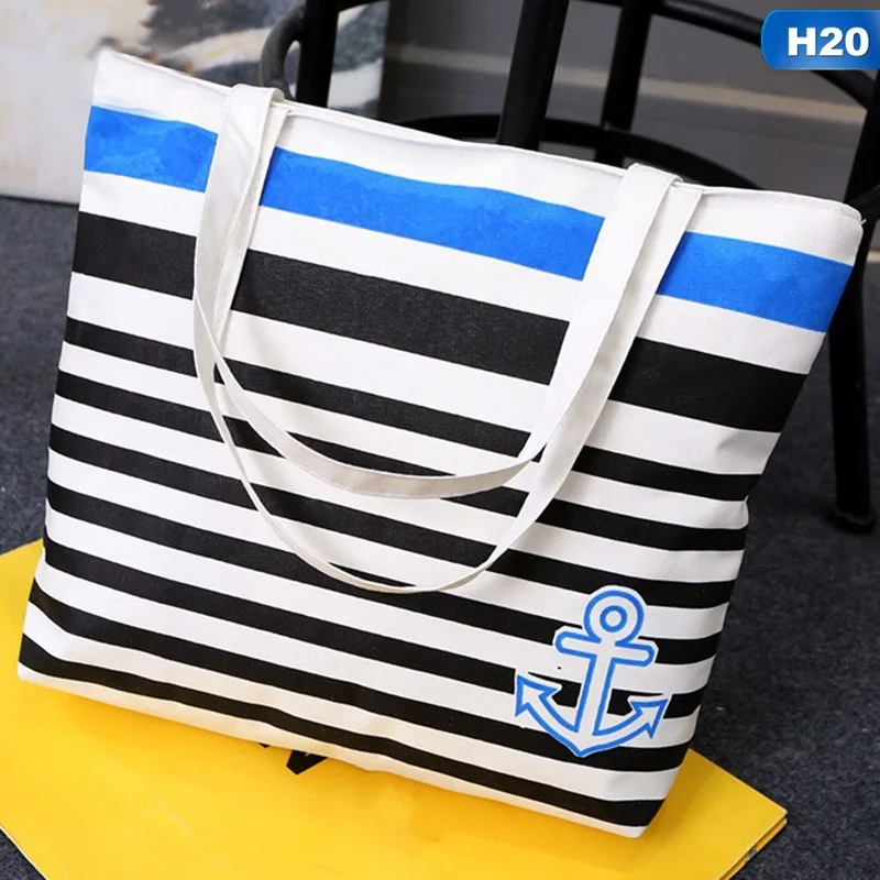 H20 Large White Canvas Tote Bag Fabric Cotton Cloth Reusable Shopping Bag Women Beach Handbags Cats Printed Grocery Bags Big - Цвет: H20