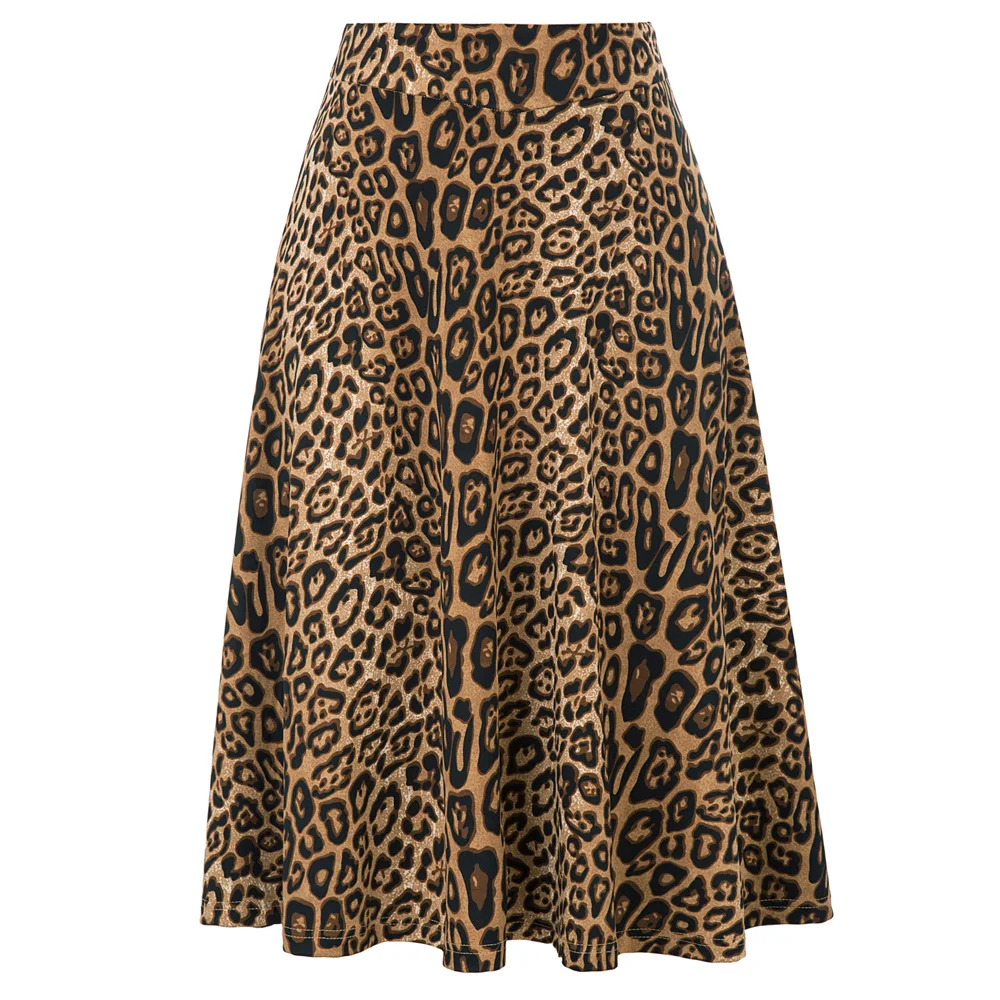 Женская юбка со змеиным/леопардовым узором, с высокой талией, расклешенная юбка, сексуальная Элегантная короткая юбка до середины икры