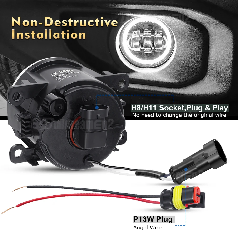 Car Angel Eye Fog Light LED Lens Fog Driving Lamp DRL 30W 2X For Renault Duster Clio Trafic Megane Scenic Kadja Twingo Sandero