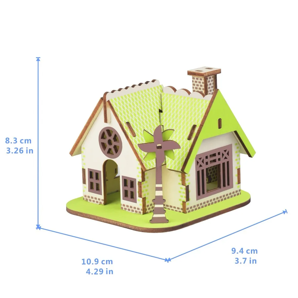 Зеленый дом DIY 3D деревянные головоломки по дереву сборочный набор резка деревянные игрушки для Рождественский подарок 3187