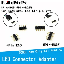 Conector de led 2pin 5 pinos, adaptador com agulha tipo macho duplo 4 pinos rgb/5 pinos rgbw para 3528 5050 luz de tira de led