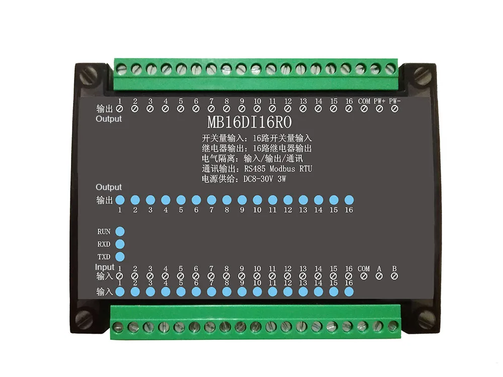16DI/16RO 16-канальный цифровой изолированный вход и реле выход RS485 модуль MODBUS с