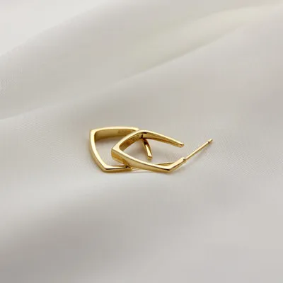Серьги из стерлингового серебра 925 пробы, модные простые французские геометрические прямоугольные серьги в морозном стиле для девушек, серебряные серьги, ювелирные изделия - Окраска металла: 1 pair gold