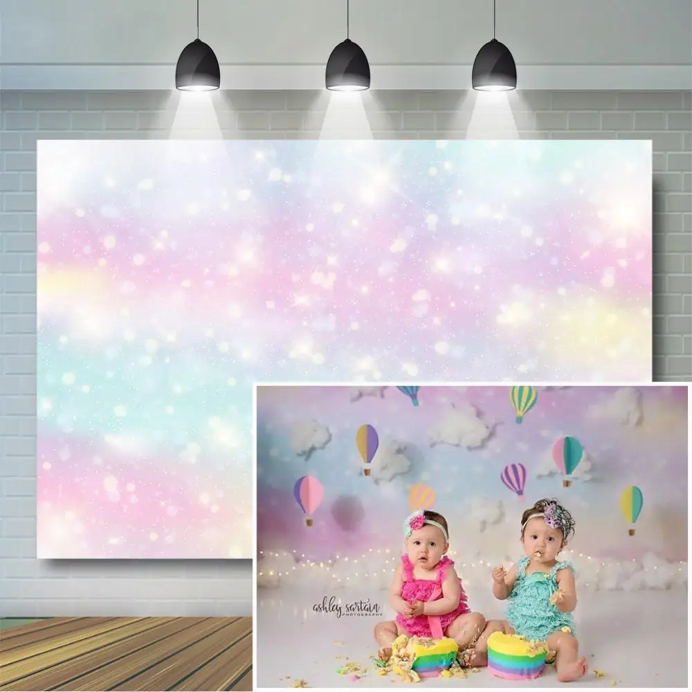 

Colorful Galactic Background Unicorn and Rainbows Cake Smash Background Candies and Unicorn Theme Birthday Party Decoration