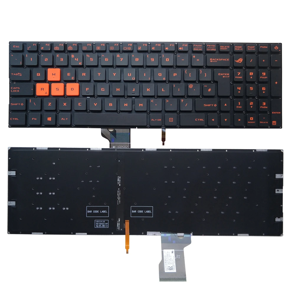 Teclado Retroiluminado para Asus Teclado para Laptop Tcheco Turquia Reino Unido Latim Asus Gl502 vs Gl502vt Gl502v Gl502vm Gl502vy 0knb0662pla00