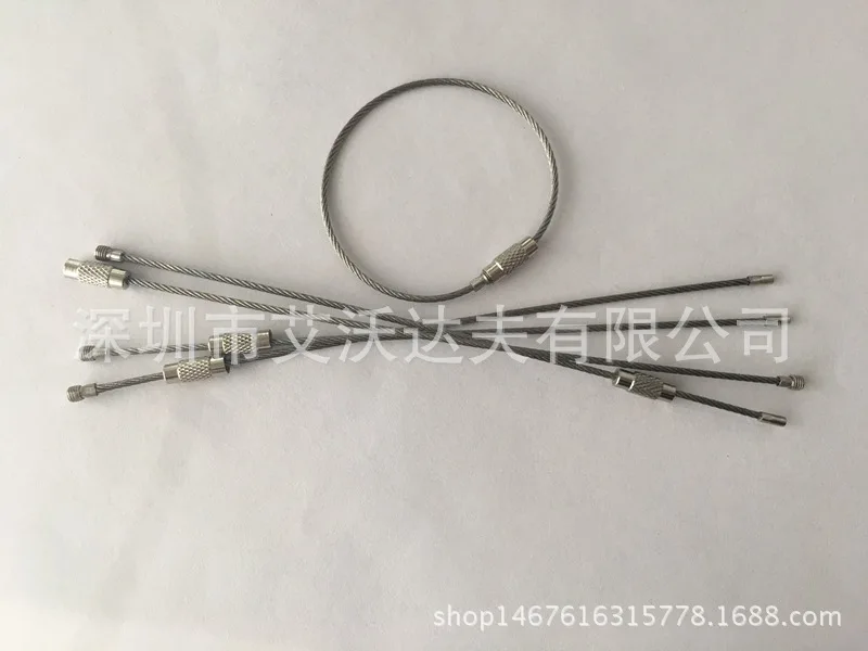 

Stainless Steel Wire Lock Currently Available Supply 1.5*150 Stainless Steel, Wire Rope Key Ring, gang si kou