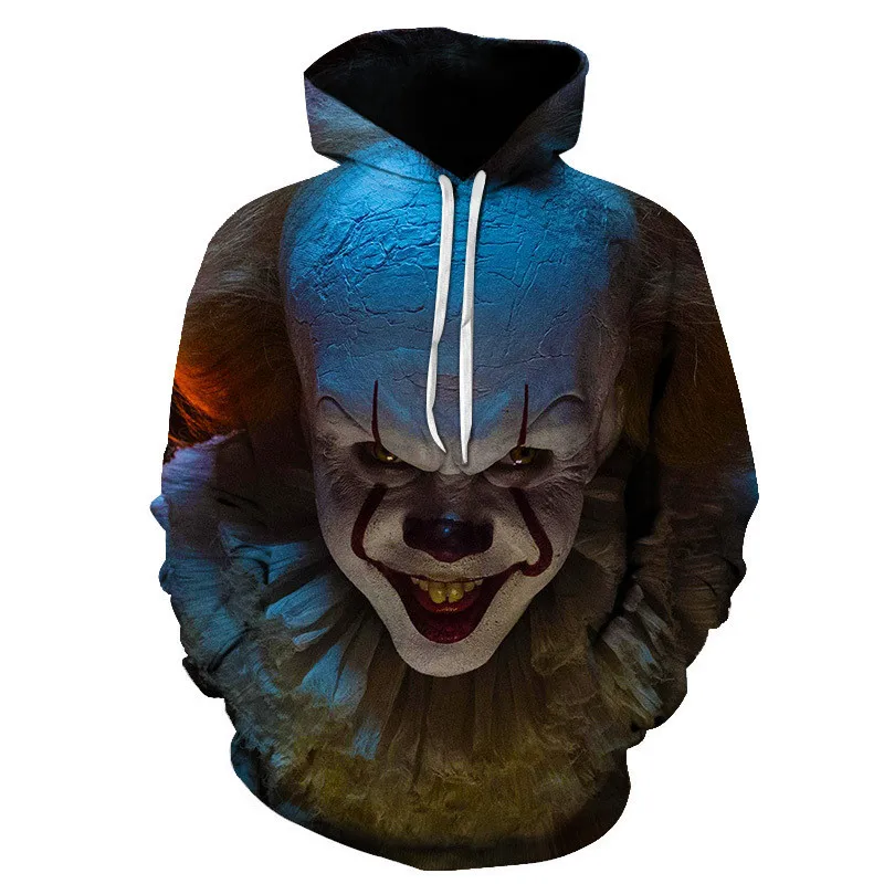 Фильм ужасов клоун Стивен Кинг это толстовка фильм ужасов толстовка с джокером Хэллоуин вечерние хип-хоп Уличная одежда - Цвет: picture colour