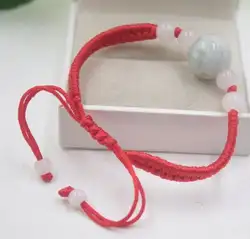 Натуральный сорт нефрита (жадеит) полые круглые бусины красный плетеный браслет на удачу