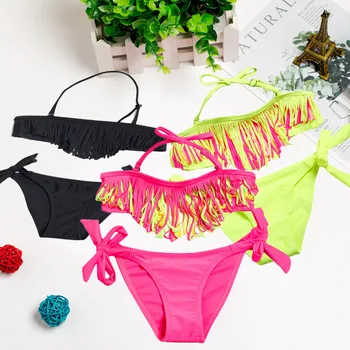 

Pudcoco Children Bikini Baby Girls Kids Bikini Set Swimwear Tassels Bandage Swimsuit Swimming Batching Beachwear Costume 5-14Y