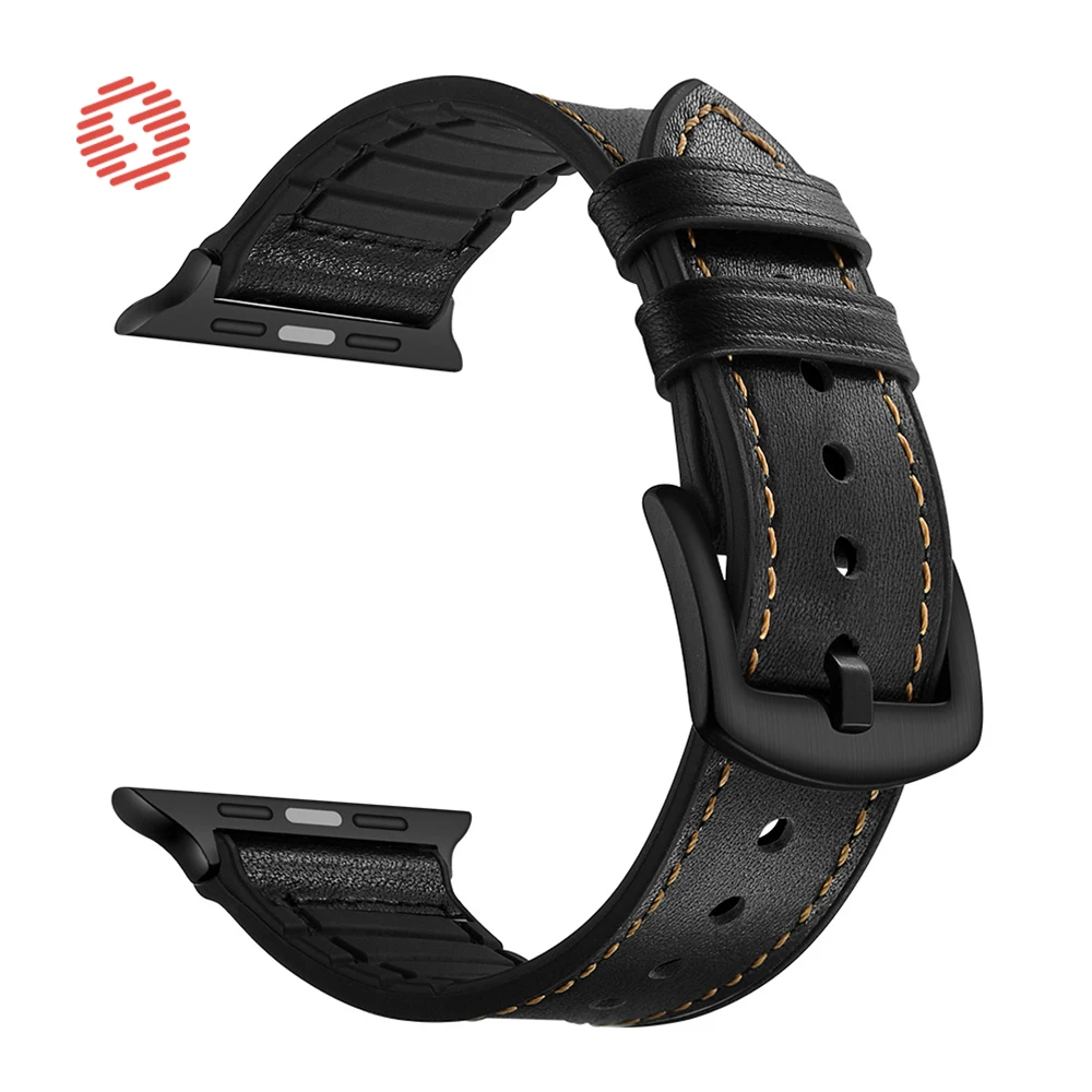 ShengOne кожаный и Мягкий Силиконовый Модный ремешок для Apple Watch серии 5 4 40 44 мм сменный ремешок для часов браслет 3 2 1 38 42 мм