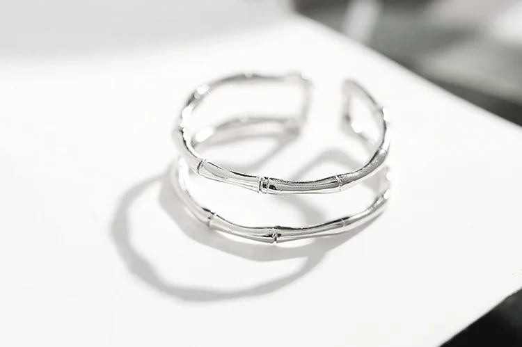 DreamySky, Boho, 925 пробы, серебряный слой, бамбуковые кольца для женщин, ювелирные изделия, Ретро стиль, большие античные кольца для девочек, рождественские подарки, Anillos