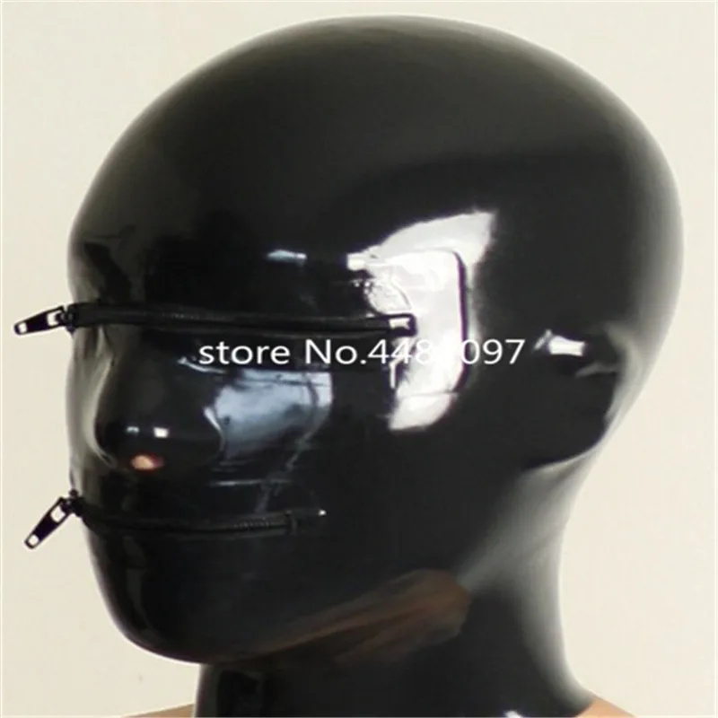 

Sexy Latex Hoods Mask Full Head Mask Fetish Latex Hood with Mouth Zipper Custom Made XS-XXL