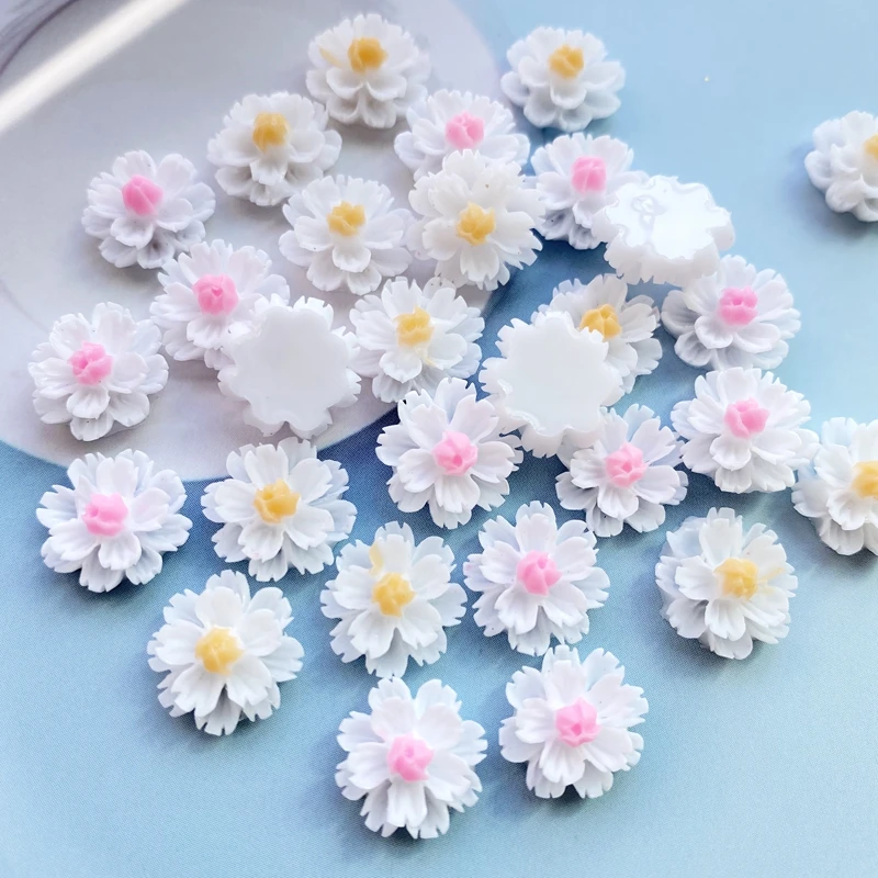 Cute Mixed Mini White Flowers Flat Back Resin Cabochons Scrapbooking DIY Jewelry Craft Decoration Accessories 60Pcs H220 ornament crafts,resin ornaments,resin crafts