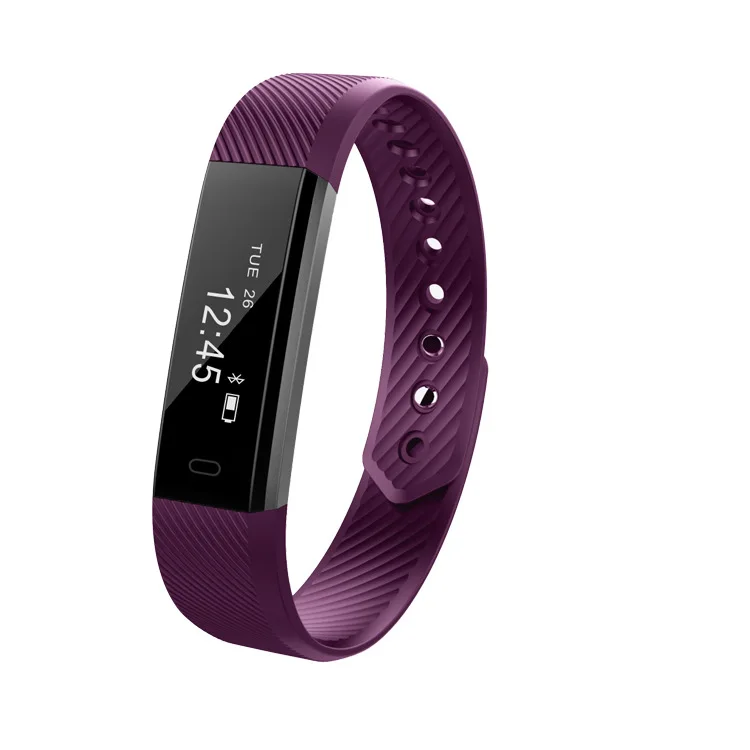 Smart Wristbands Fitness Tracker Smart Bracelet Men Pedometer Bluetooth Smartband Waterproof Sleep Monitor WristWatch PK Fitbits - Color: Purple