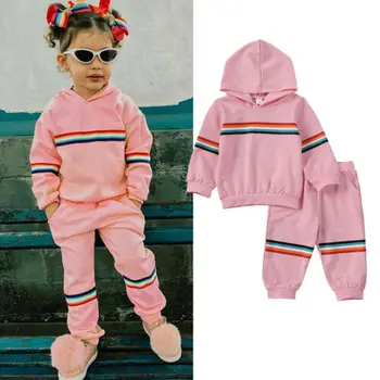 

Pudcoco US Stock 1-5 Years 2PCS Sport Clothes Toddler Kid Baby Girl Hooded Top Shirt Pants Tracksuit Outfit Sports Clothes