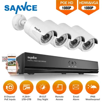 

SANNCE 8CH 1080P HD POE Video Surveillance Camera System H.264+ NVR With 4PCS Outdoor Weatherproof IP Cameras Security CCTV Kit