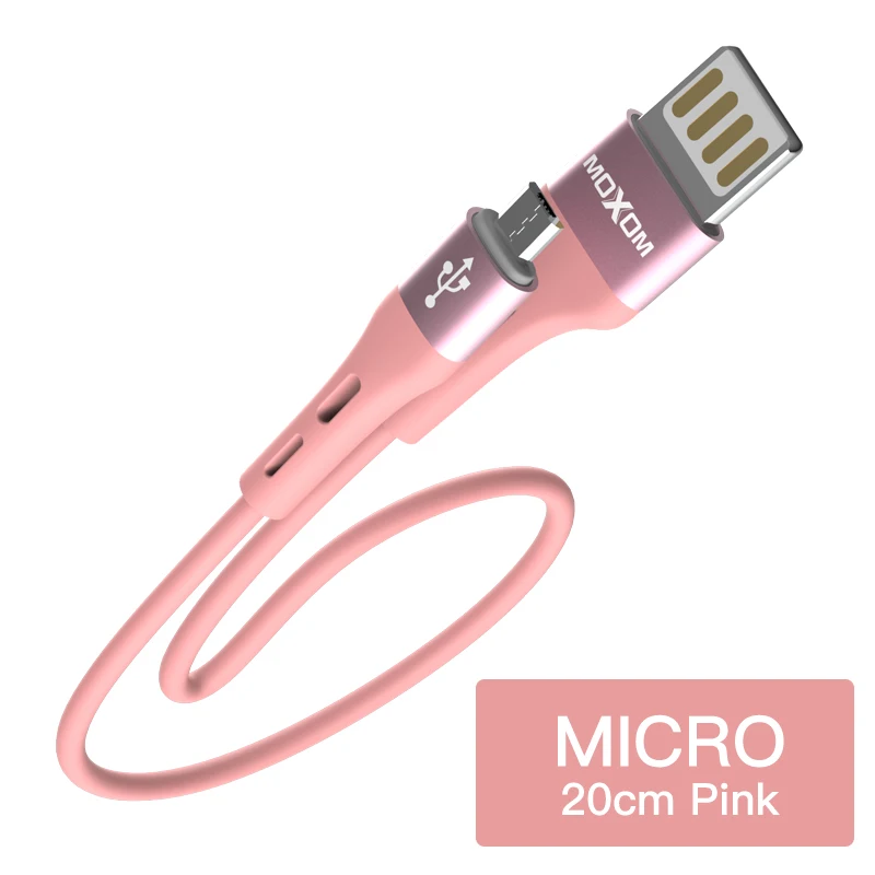 MOXOM Кабель портативного зарядного устройства 20 см Micro USB кабель для быстрой зарядки Кабель портативного зарядного устройства короткий кабель для iPhone huawei samsung xiaomi - Цвет: MX-CB07PM