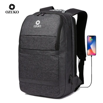 

OZUKO USB Charging Male 15.6 Inch Laptop Backpacks Multifunctional Men Backpack Large Capacity Outdoor Business Travel Bag