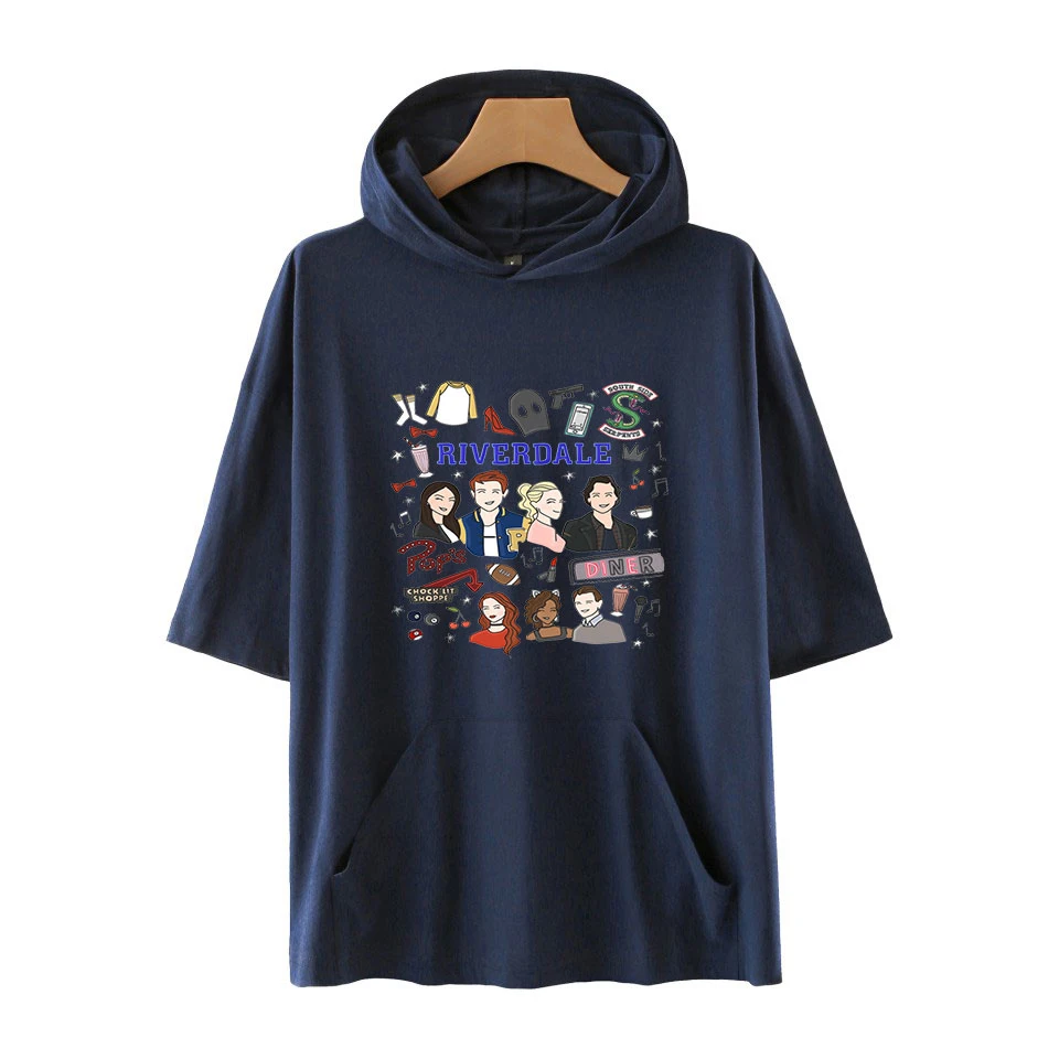 Men's T Shirt 2019 Summer River Valley Town Fashion Hooded Sling Short-Sleeve Tee Male T-Shirt Slim Male Tops Plus Size 4XL