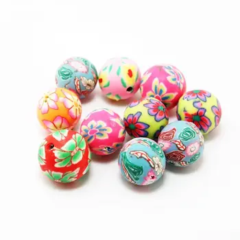 

120pcs Polymer Clay Round Spacer Bulk Beads Handmade Colorful Pattern Beads