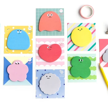 

SIXONE 30 Sheets Creative Cartoon Sugar Bean Sticky Note Funny Expression Message Notebook Kawaii Stationery Memo Pad