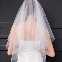 Простой Стиль Фата для невесты 2 т обрезанный край мягкий тюль белый/цвет слоновой кости короткая свадебная вуаль