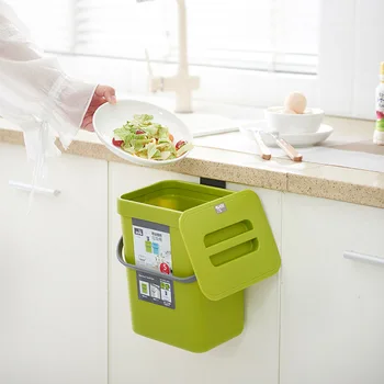 

New 3L/5L Bathroom Kitchen Wall-mounted Trash Bin With Lid Household Plastic Storage Bucket Dustbin Garbage Bucket Nordic Style