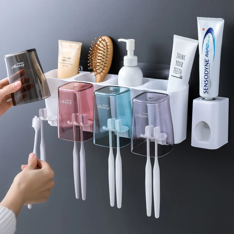 Автоматический диспенсер для зубной пасты, сушилка для волос, стойка для зубных щеток с крюком, настенный соковыжималка для зубной пасты, аксессуары для ванной комнаты