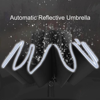 

3 Fold Umbrella Reverse Umbrella Business Automatic Umbrella Folding Waterproof Reverse Folding Umbrella With Reflective Strips