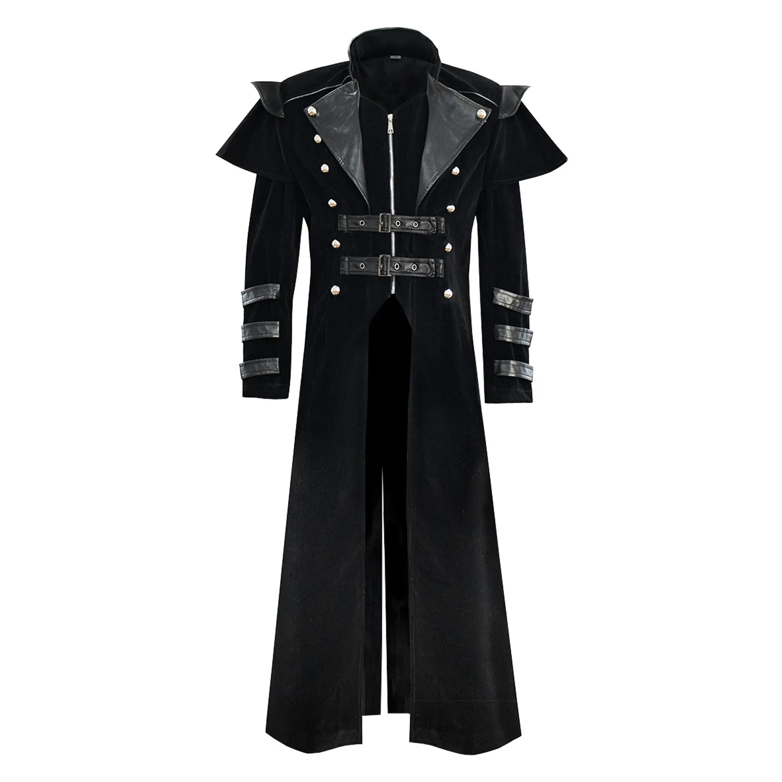 Men Gothic Long Sleeve Coat Court Banquet Coat Full Length Split Zipper Windbreaker Holiday Party Vintage Trench Ветровка Мужсая 2