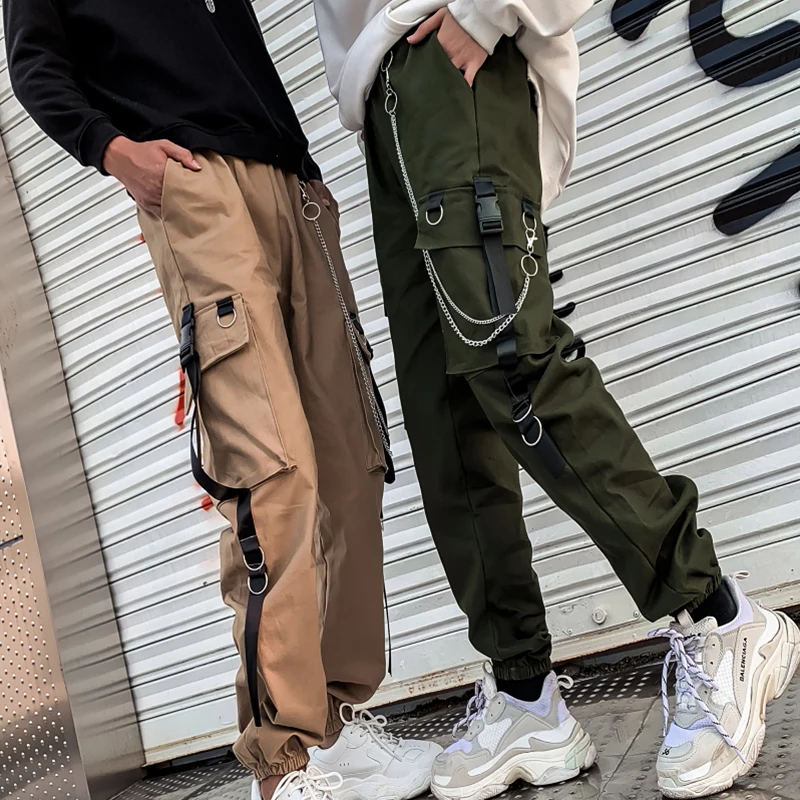 Женские брюки карго Harajuku с высокой талией свободные карманами Женская Корейская