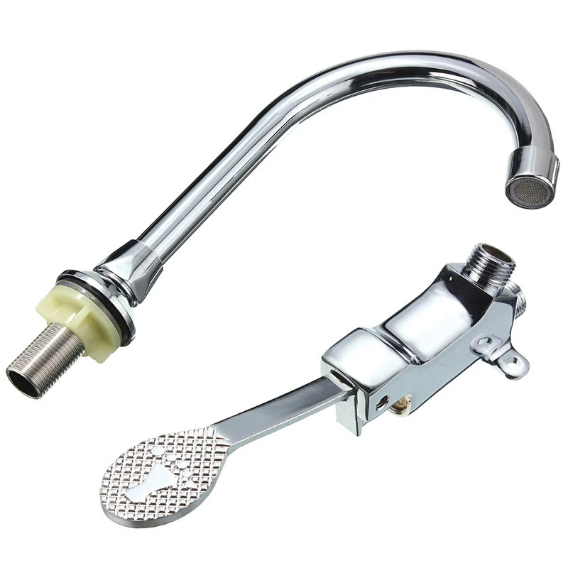 Bathroom Faucet Tap Copper Foot Pedal Brass Basin Mixer Water Faucet Taps Single Cold Water