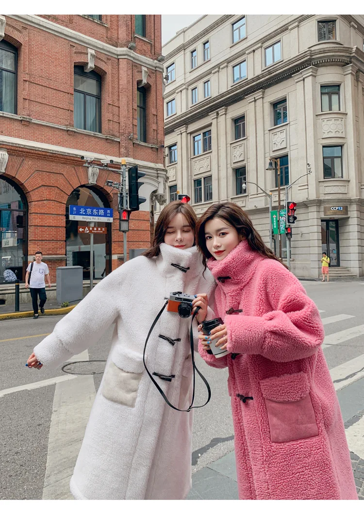 Photo Shoot Lambs Wool Coat Women's Mid-length Toggle Loose-Fit Korean-style Western Style New Style Autumn And Winter Retro Hon
