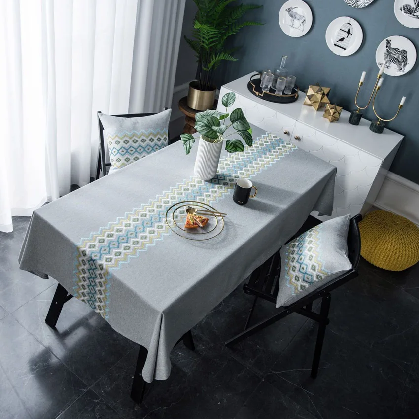 

Geometric Europe Table Cloth Simple Diamond Table Cover Dustproof Photography Cloth Print Cushion Cover Decor Banquet Dining
