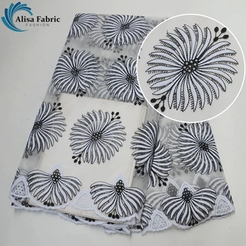 

Alisa Fashion Milk Silk Lace Fabrics With Embroidery High Quality African Net Lace Fabrics With Stones For Fashion Big Occasion