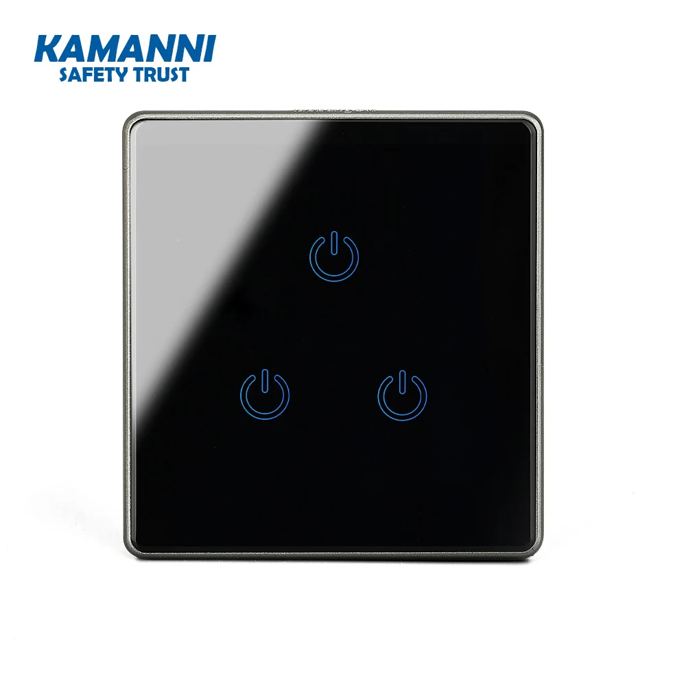 KAMANNI EU стены Стекло смарт сенсорный выключатель 3gang 1way 100 v-240 v Переключая старших светодиодный светильник Стекло переключатель Панель сенсорный экран