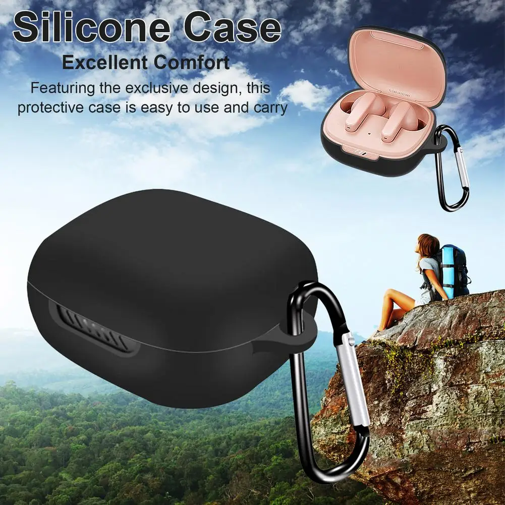 Protective Cover with Carabiner TWS Black Geiomoo Silicone Case Compatible with JBL Live Pro 