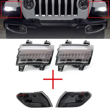 

For Jeep Wrangler JL 2018 2019 Front Fender Flares Smoked LED New Daytime Running / Turn Signal Lights Fender White DRL