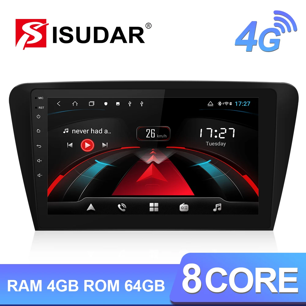 Isudar H53 4G Android Auto Multimedia 1 Din Auto Radio Für Skoda/Octavia 2014-GPS 8 Core RAM 4GB RO