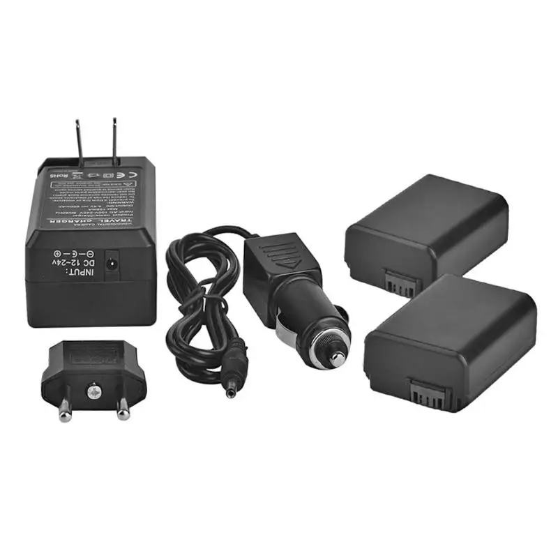 2 шт 1080mAh NP-FW50 Батарея цифровой камеры+ Автомобильное зарядное устройство+ адаптер ЕС для SONY