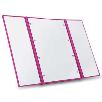 

new Tri Fold Adjustable Led Lighted Travel Mirror Protable Ultra Thin 8 LEDs Touch Screen Make-up Mirror Pocket Mirror 3colors