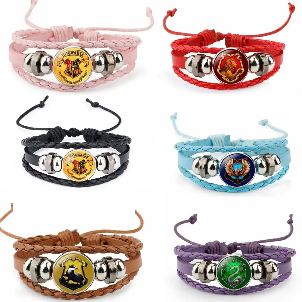 Harri Potter Magic Spell Time Gem Badge Weave Beaded Leather Action Figure Bracelet Cosplay Toy Children Gift