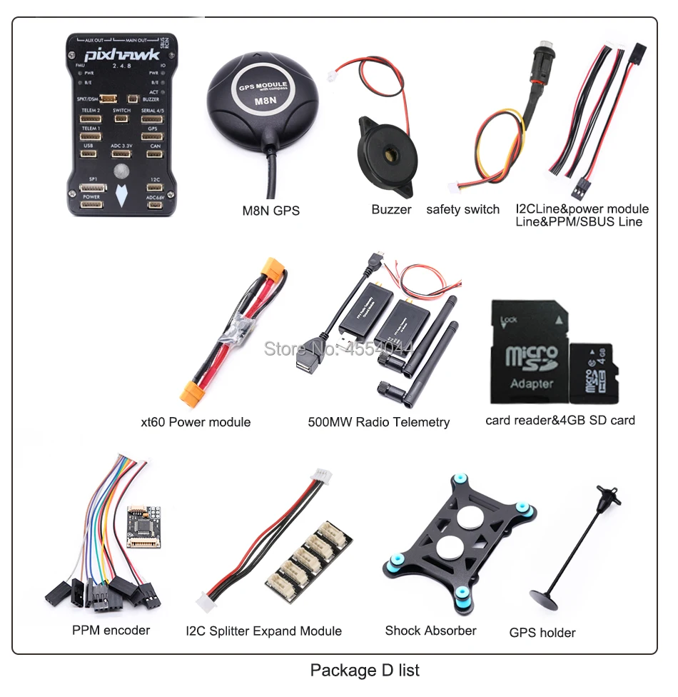 Контроллер полета Pixhawk 2.4.8 PX4 PIX+ M8N gps+ xt60 силовой модуль+ 3DR 100 мВт/500 МВт радиотелеметрия 433 МГц 915 МГц+ gps Держатель