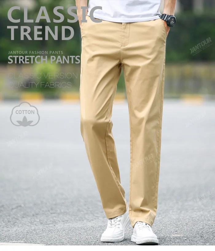 Spring Summer Pants Men Cotton Fashion Business Stretch Men Chinos Trousers Casual Black Pants Male Pentalon Homme Mens 40 khaki uniform pants