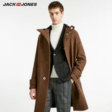 Jack Jones осень зима воротник с капюшоном длинное шерстяное пальто куртка | 218427507